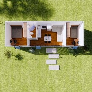 Rumah Kontainer Bongkar Pasang Boxspace 45m² Desain Farmhouse, Mudah Dipasang, Dapat Dipindahkan, Cocok untuk 2 Hotel/Sekolah - Product Image 1