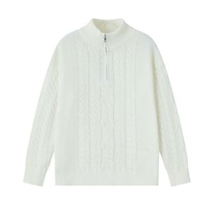 Gran oferta de invierno, <span class=keywords><strong>trenzas</strong></span> puras hechas a mano, modelo suelto, suéter de Cachemira con cuello redondo de Color puro para <span class=keywords><strong>hombre</strong></span> - Product Image 1