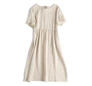 Personalizzi il caramello delle donne francesi eleganti semplici casuali 100% della tela Retro/vestiti neri della tela - Product Image 6