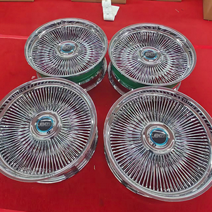 Nuevas llantas de aleación de aluminio con radios de acero de 24/26 pulgadas de ancho, tapas centrales flotantes de 9/10/12 y estilos knock-off, ruedas cromadas con acabado de alambre. - Product Image 2