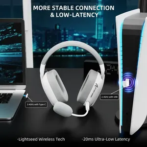 หูฟังเกมมิ่งไร้สาย ATTACK SHARK L80PRO ไมโครโฟนคู่ แบตเตอรี่ 300mAh 3 โหมด (2.4G//แบบมีสาย) สำหรับ PC/PS/XBOX - Product Image 5