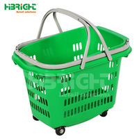 Panier de courses en plastique vert Highbright Supermarket 40L, 3 poignées, robuste, durable, facile à transporter, panier de rangement