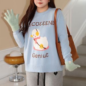 Pull en tricot pour femme Happy Hut, motif canard de dessin animé, coupe ample, manches longues, automne-hiver, anti-boulochage, vêtement d'intérieur - Product Image 5