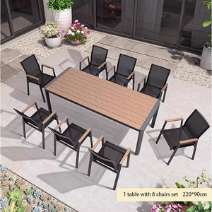 Nhựa-gỗ gỗ như 220x90cm hình chữ nhật ngoài trời Bộ bàn ăn cho vườn - Product Image 4