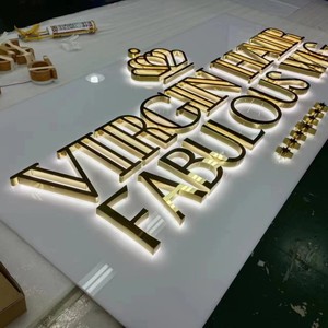 Tùy Chỉnh Tường 3D LED Cửa Hàng Dấu Hiệu Văn Phòng Trong Nhà 3D Backlit LED Tên Doanh Nghiệp Dấu Hiệu Vàng Kim Loại Dấu Hiệu - Product Image 6