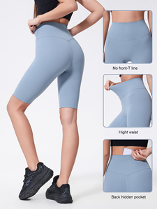 Pantaloncini sportivi <span class=keywords><strong>da</strong></span> <span class=keywords><strong>donna</strong></span> a vita alta per fitness primavera/estate con tasca a cinque punte, leggings yoga senza cuciture a vita alta e aderenti - Product Image 6