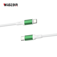 Câble de charge rapide USB Type-C en alliage d'aluminium WISESIR avec logo personnalisé, charge rapide PD 60W, pour iPhone, ordinateur, appareil photo