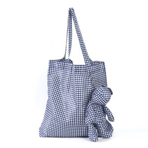 Design Wholesale Checkered Waterproof Fabric Bear Shopping <b>Foldable</b> Storage Tote <b>Bag</b> - Product Image 2