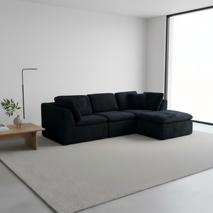 Multi-Functional Convertible Modular <b>Sofa</b>, Black Corduroy Compressed Couch with Customized Legs for Home & <b>Office</b> - Product Image 2