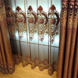 Cortinas opacas de estilo americano <span class=keywords><strong>para</strong></span> sala de estar, cenefa de varilla jacquard floral de lujo barata, diseños al por mayor - Product Image 1