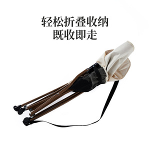 Chaise pliante d'extérieur kaki, chaise inclinable portable pour jardin et camping avec dossier en maille et poche latérale - Product Image 3