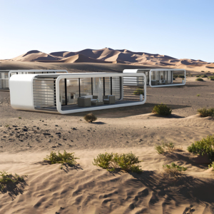 Casa modulare prefabbricata in acciaio portatile di lusso per uso domestico e alberghiero le <span class=keywords><strong>capsule</strong></span> dello spazio muovono i baccelli di mela per le ville - Product Image 1