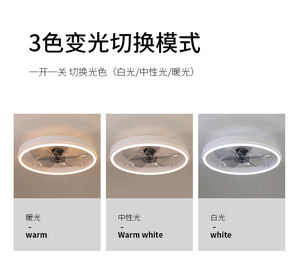 Ventilateur de plafond moderne à moteur silencieux DC 6 vitesses, lumière LED, métal noir, 5 pales, gradation infinie, télécommande par application, maison, bureau - Product Image 3