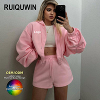 RUIQUWIN Fabricant OEM de tenues personnalisées pour femmes, ensemble sweat à capuche et short 2 pièces grande taille 3XL 4XL, survêtement vintage