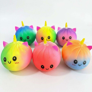 Juguete antiestrés de unicornio y gato colorido y divertido, juguete blandito de dumpling, lote de juguetes blandos, lindo para niños y adultos - Product Image 4