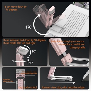 ไฟอ่านหนังสือพับได้ EGH สีชมพู ไฟ LED ขนาดเล็ก ชาร์จ USB ได้ ปรับความสว่างได้ 3 ระดับ ใช้เป็นที่คั่นหนังสือได้ เหมาะสำหรับเด็ก - Product Image 3