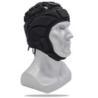 Gorra Scrum ajustable anticolisión para jóvenes adultos, casco de Rugby personalizado negro y rojo, casco para fútbol con bandera 7on7