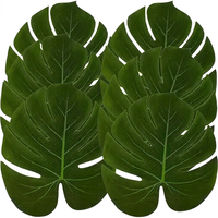 Feuilles de palmier artificielles Hopeak (Polyester) Grandes feuilles de Monstera pour thème tropical Hawaïen Luau Jungle Anniversaire Plage Mariage