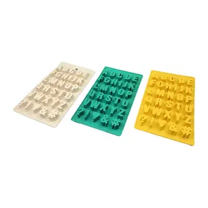 Moldes de silicone anti-aderente de letras chocolate, ferramentas de cozimento para alfabeto e doces