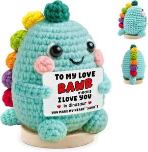 Emotional Inspirational Positive Support Dinosaur Crochet Handmade Dino Anniversary Valentines Birthday Gifts <b>Desk</b> Home Decor - Product Image 1