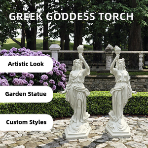 Statue de déesse grecque en résine blanche, sculpture de sol, décoration de jardin, torche extérieure, figurine - Product Image 2