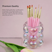 Ensemble de 6 pinceaux professionnels anti-roulement à poignée hexagonale en acrylique rose macaron pour le nail art, idéal pour le gel UV et la peinture de détails