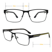 Lunettes de vue sportives en métal tendance, monture optique noire pour homme, avec branches colorées et monture intégrale