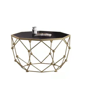 新的简单设计茶几玻璃客厅桌子Basse西方金属不锈钢中心桌子用于家庭家具