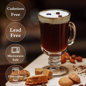 طقم من 6 أكواب قهوة إيرلينية ، أوز ، أكواب قهوة إريكية بمقبض زجاجي وقاعدة جذعية - Product Image 4