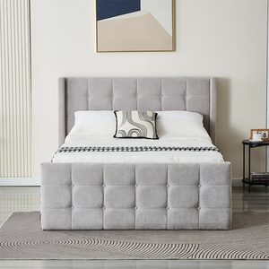 Cama <span class=keywords><strong>de</strong></span> Lujo Europea, Tamaño Queen/King, Tapizada en Tela, con Estructura <span class=keywords><strong>de</strong></span> Madera, Muebles para el Hogar con Diseño Personalizable - Product Image 5