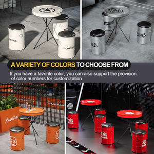 Diseño de tambor de aceite industrial Muebles de restaurante Mesa y sillas Cafetería Pub Creatividad bar Set Silla - Product Image 2