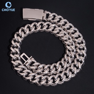 Collar de Cadena Cubana de Gran Tamaño con Engaste de Bisel Grueso de 20mm y Moissanita, Chapado en Rodio, Plata Sólida 925, Joyería Hiphop Iced Out - Product Image 2