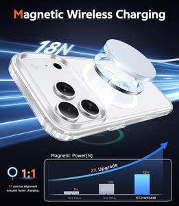 غطاء هاتف محمول مغناطيسي شفاف أصلي لآيفون 17 برو-ماكس، غلاف خلوي مغناطيسي مقاوم للصدمات - Product Image 4