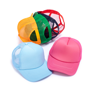 Nón kết thêu logo tùy chỉnh nam & nữ, chất liệu cotton lưới nửa đầu, 5 tấm, kiểu dáng thể thao, mũ trơn dành cho trẻ em - Product Image 4