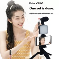 Kit de Vlogging AY-49 Sans Fil Portable pour Streaming en Direct, Équipement de Production Vidéo avec LED et Trépied en Plastique