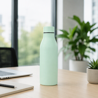 Bouteille d'eau isotherme portable personnalisée de 500 ml en caoutchouc mat à petite ouverture pour activités de plein air, bureau et pêche