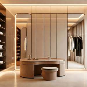 Modern Luxury Wooden Bedroom <b>Wardrobe</b> Set with Mirror Panels & Integrated Lighting Customized Organizer Closet with Niche Design - Product Image 6