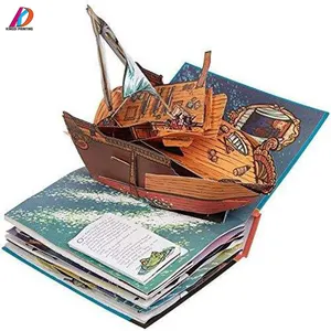 Fornecedor colorido de alta qualidade fantasia impresso crianças pop-up cartão 3d desenho animado livro