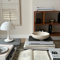 Bol en marbre travertin beige SAIDKOCC D15 ou 20 cm, 7,87 pouces, bol rond en pierre, décoration d'intérieur, plateau à fruits, à noix, à bijoux