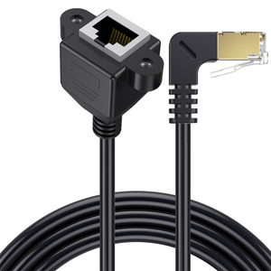 Câble <span class=keywords><strong>Ethernet</strong></span> LAN <span class=keywords><strong>Cat</strong></span> 8 <span class=keywords><strong>RJ45</strong></span> mâle vers femelle, montage sur panneau à vis, 8 broches, angle de 90 degrés gauche, droite, haut, bas, câble d'extension - Product Image 4