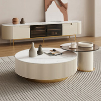 Vente en gros Table de centre basse moderne en acier inoxydable Buffets Table basse en marbre Tables de centre en marbre blanc avec tiroir