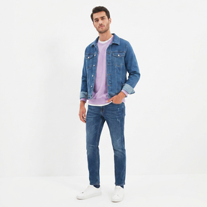 2026 Fashion Casual <b>Denim</b> <b>Jackets</b> for Men Top Selling Plain <b>Denim</b> <b>Jackets</b> Men <b>Customized</b> Logo <b>Denim</b> Service <b>Jacket</b> for man - Product Image 1