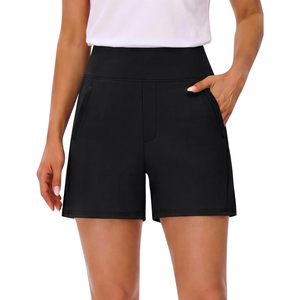 FOXA Pantalones cortos de cintura alta para mujer de 5 pulgadas con bolsillos para entrenamiento de verano, golf, correr, ropa informal - Product Image 1