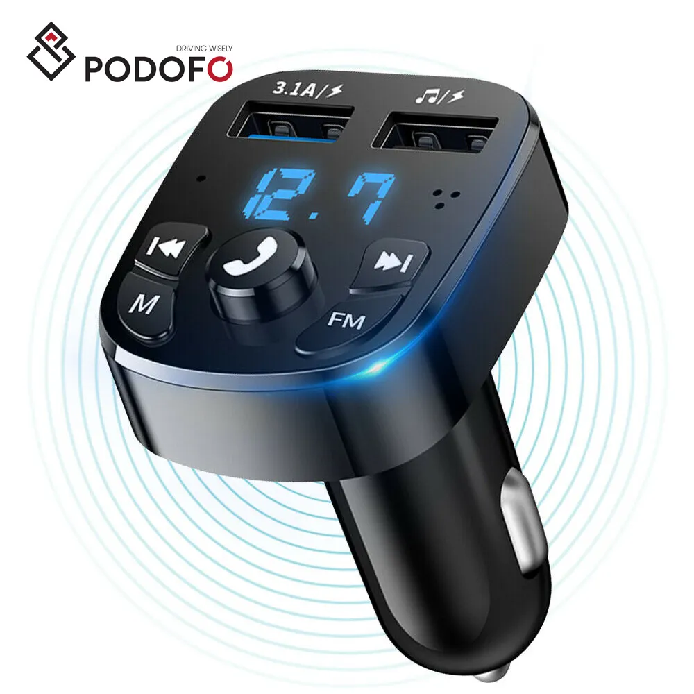 Беспроводной FM-передатчик Podofo BT, Автомобильный MP3-плеер, автомобильное зарядное устройство, прикуриватель, двойной порт USB, заводская цена