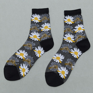 Vente en gros de <span class=keywords><strong>chaussettes</strong></span> d'été respirantes à fleurs de <span class=keywords><strong>bonne</strong></span> qualité en dentelle transparente antidérapantes pour femmes - Product Image 5