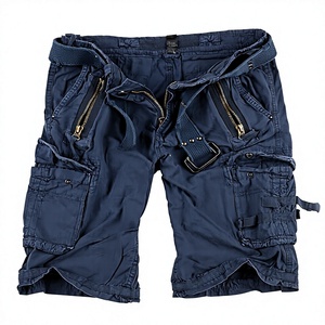 Shorts cargo homme bleu marine, taille mi-haute, avec cordon de serrage, fermeture éclair, multi-poches, couleur unie, style workwear, bermuda - Product Image 2
