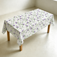 Nappe en PEVA anti-taches, motif floral blanc et violet, 54 x 108 pouces, rectangulaire, en plastique, pour la vente en gros