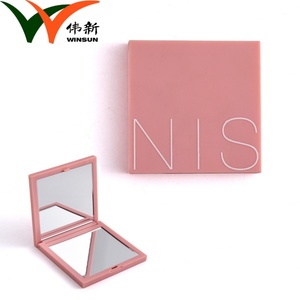 Fashion Square Dual Fold <b>Mirror</b> Silkscreen Printing Iron Pink <b>Plastic</b> <b>Mirror</b> - Product Image 2