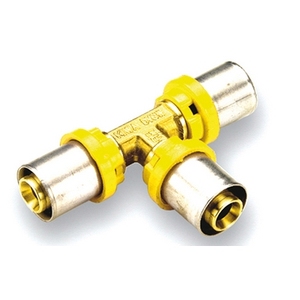 Raccordo a T ridotto per tubi multistrato del gas diametro 32 x 26 x 32 per impianti idraulici - Product Image 1