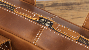 Sac doux en cuir cheval fou Vintage valise d'affaires pour hommes avec fermeture à fermeture éclair Design de luxe et grande cap - Product Image 5
